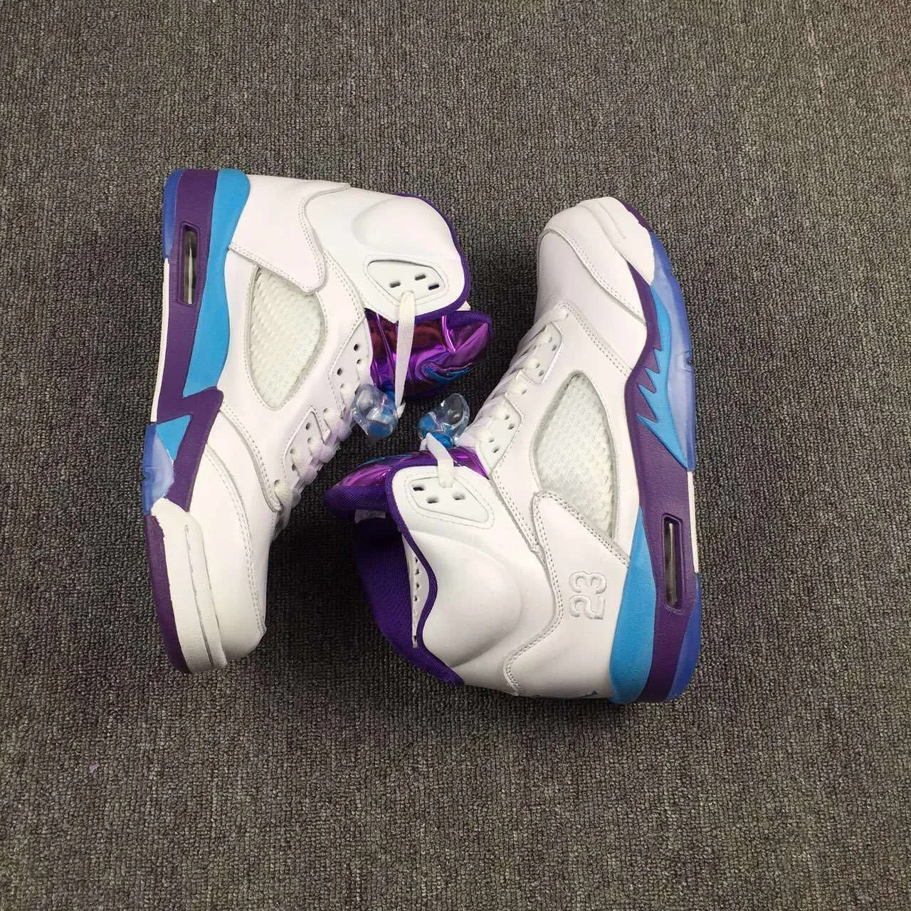 Nike Air Jordan 5 White Blue Purple Men Shoes !!! CYBER MONDAY SALE !!! Asics Lyte Classic Sportstyle Shoes