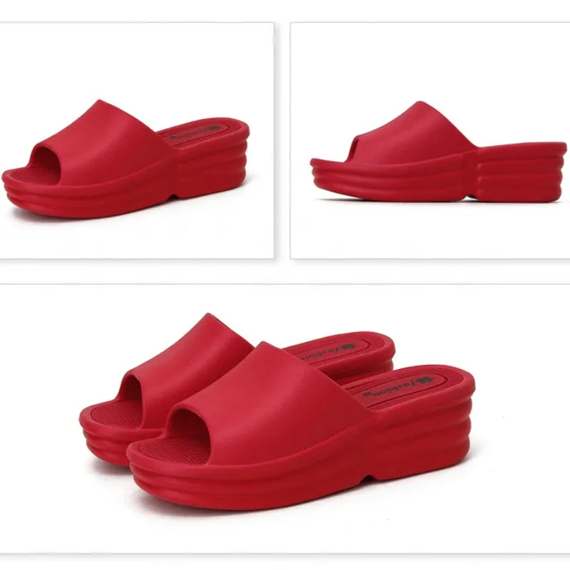 Amozae-Wedge Sandals for Women EVA Open Toe Women Flip Flops Non-slip Comfy Slide Casual Fashion Summer Shoes Platform Women Slippers Tinkerbell Flip Flops