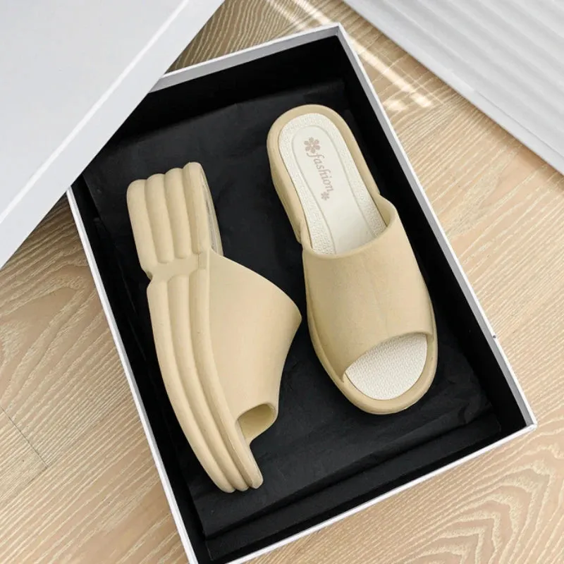 Diy Crochet Flip Flops Amozae-Wedge Sandals for Women EVA Open Toe Women Flip Flops Non-slip Comfy Slide Casual Fashion Summer Shoes Platform Women Slippers
