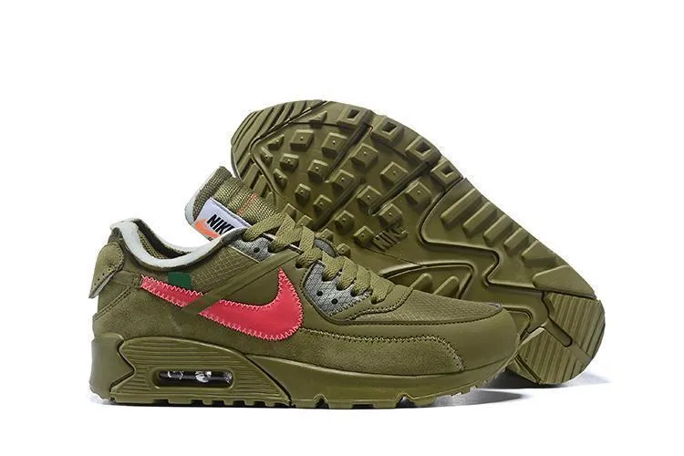 OFF-WHITE x Nike Air Max 90 'Olive' Shoes Sneaker Sale Men Size US 7-11 Asics Best Shoes For Plantar Fasciitis