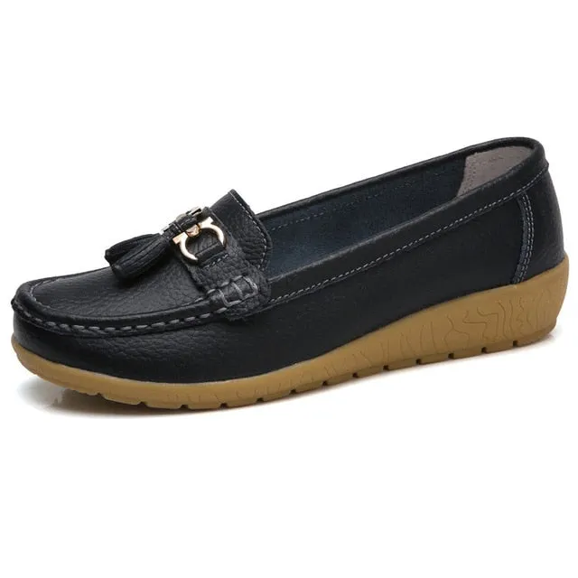 Women Loafers Genuine Leather Flats Slip On Moccasins Shoes Alden Loafers Sale