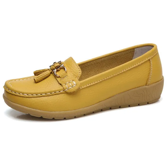 Women Loafers Genuine Leather Flats Slip On Moccasins Shoes Unique Loafers