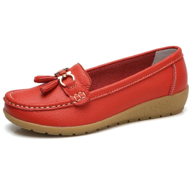 Penny Loafers With Penny In Them Women Loafers Genuine Leather Flats Slip On Moccasins Shoes