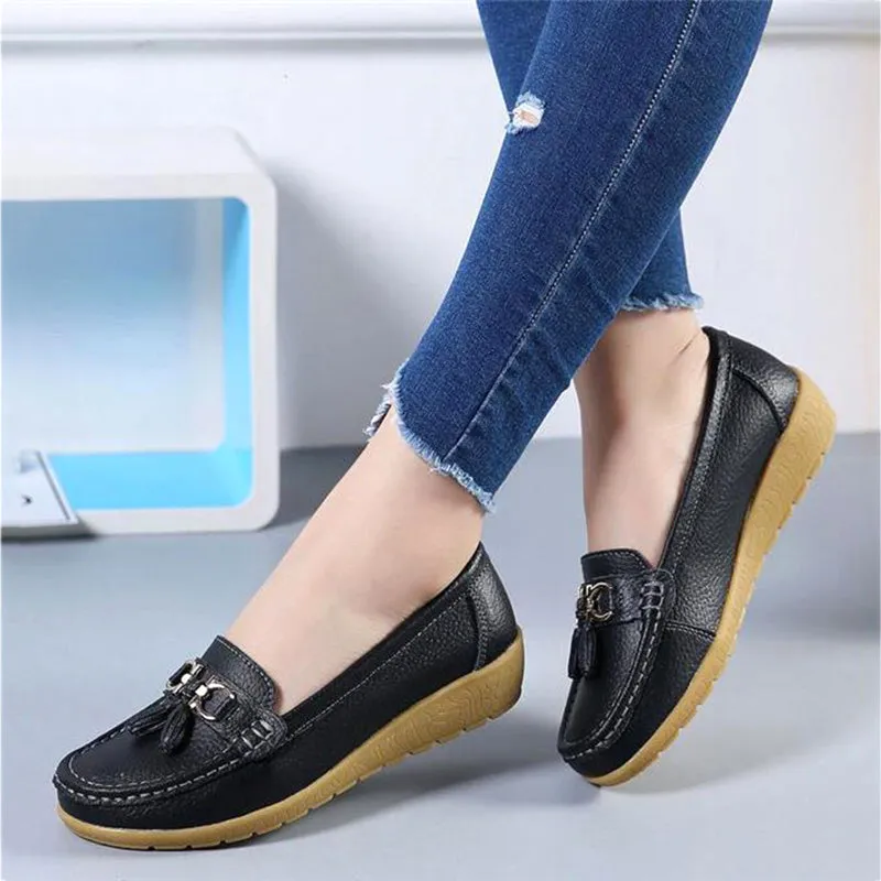 Women Loafers Genuine Leather Flats Slip On Moccasins Shoes Air Loafers