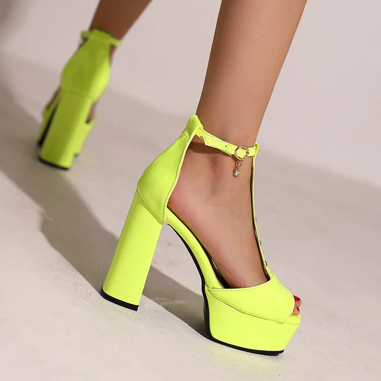 Sandals Saint Vincent Women's Open Toe T Strap Rivets Cutout Chunky Heel Platform Sandals