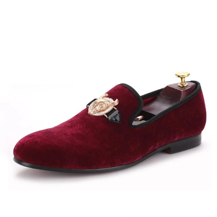 Slide On Sandals Leather OneDrop Handmade Men Velvet Buckle Dress Shoes Slippers Wedding Party Prom Loafers