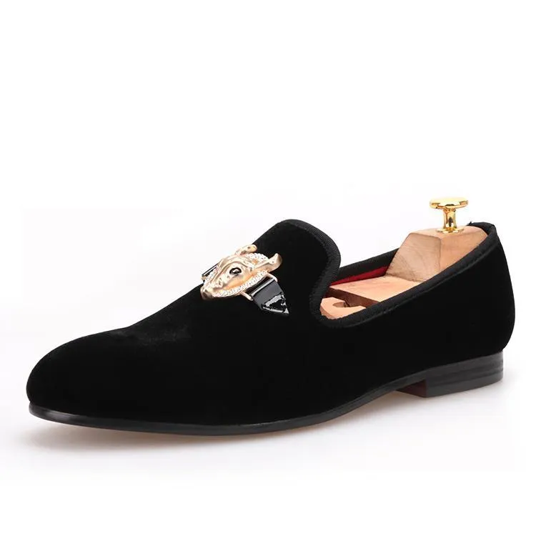 Free People Slides OneDrop Handmade Men Velvet Buckle Dress Shoes Slippers Wedding Party Prom Loafers