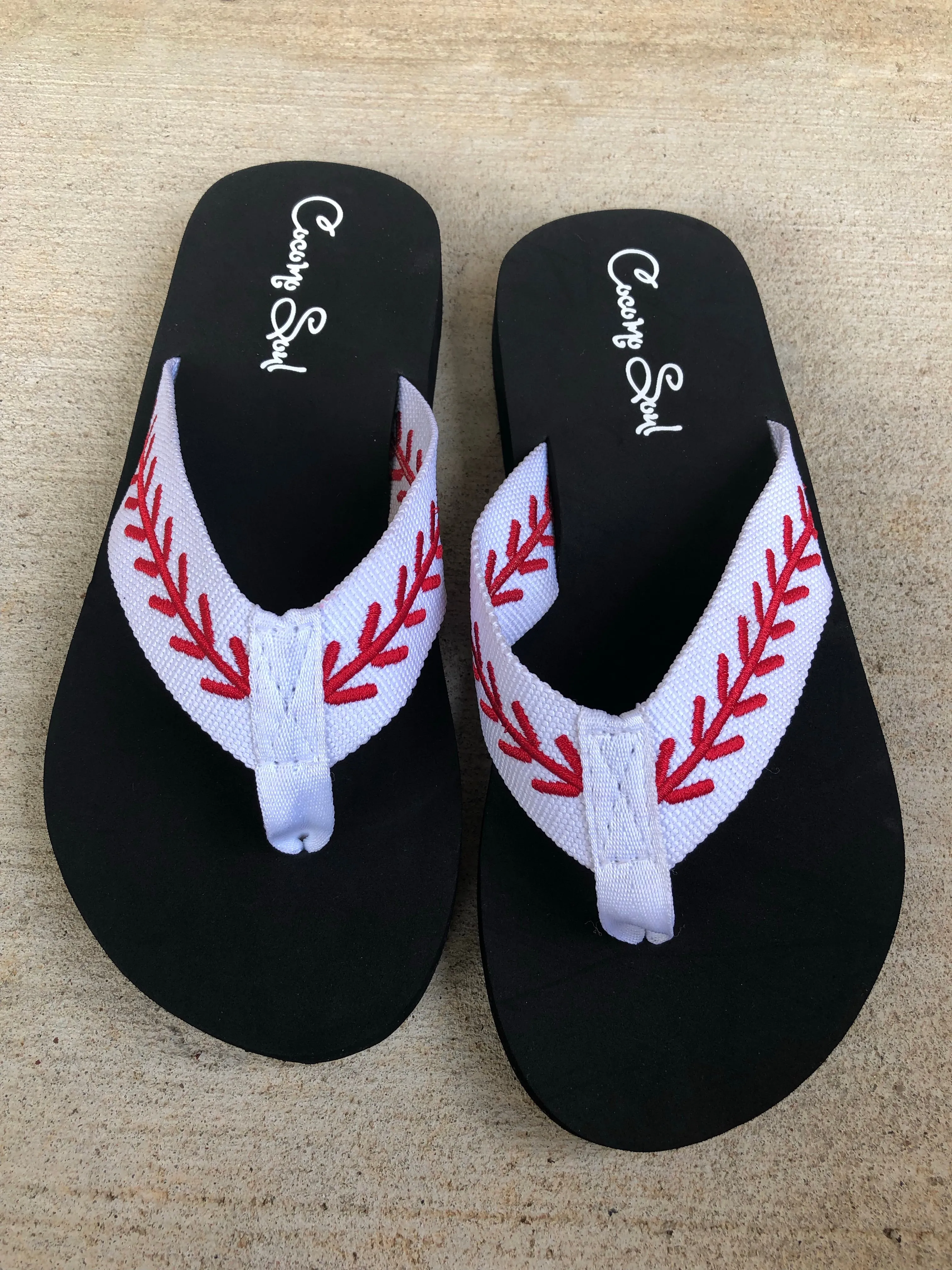 Flip Flops Circuit Baseball Embroidered Baseball Flip Flops Sandals Slippers Womens