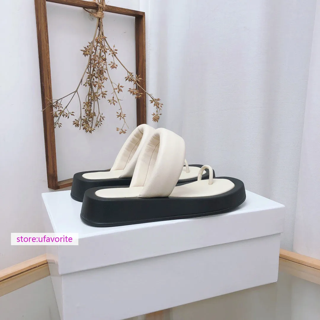 Indian Flip Flops 3cm lamb Leather flats Flip flops slipper fashion vintage shoes women high quality 2022 35-40