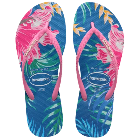 Havaianas Women Slim Floral Palm Flip Flops Rhinestone Flat Flip Flops