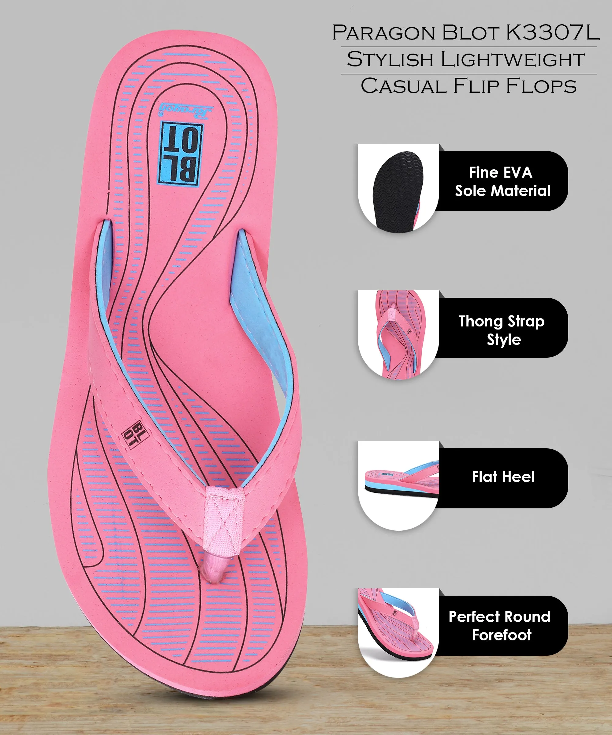 Paragon Blot K3307L Women Slippers | Lightweight Flipflops for Indoor & Outdoor | Casual & Comfortable | For Everyday Use Flip-flops