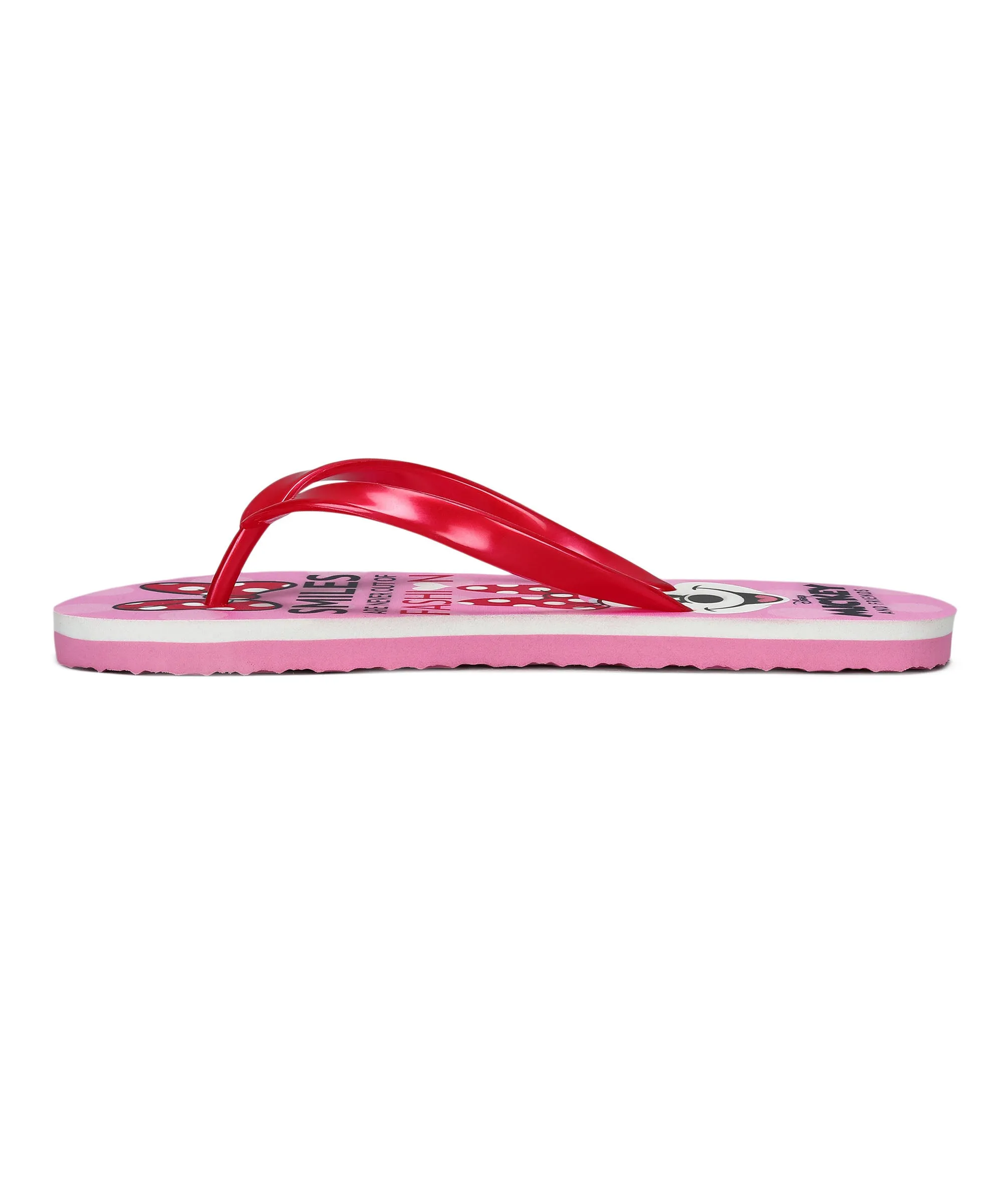 Paragon DK3743L Women's Red Sliders with Cushioned Sole for Everyday Use Cut Out Flip Flops