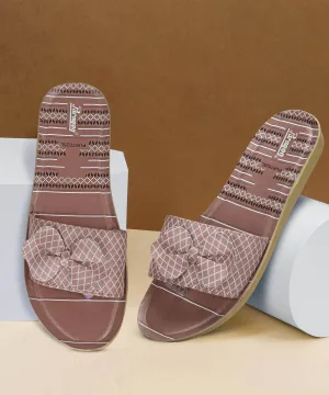 Paragon PUK7025L Womens Pink-Grey Sliders with Cushioned Sole for Everyday Use Webbing Flip Flops