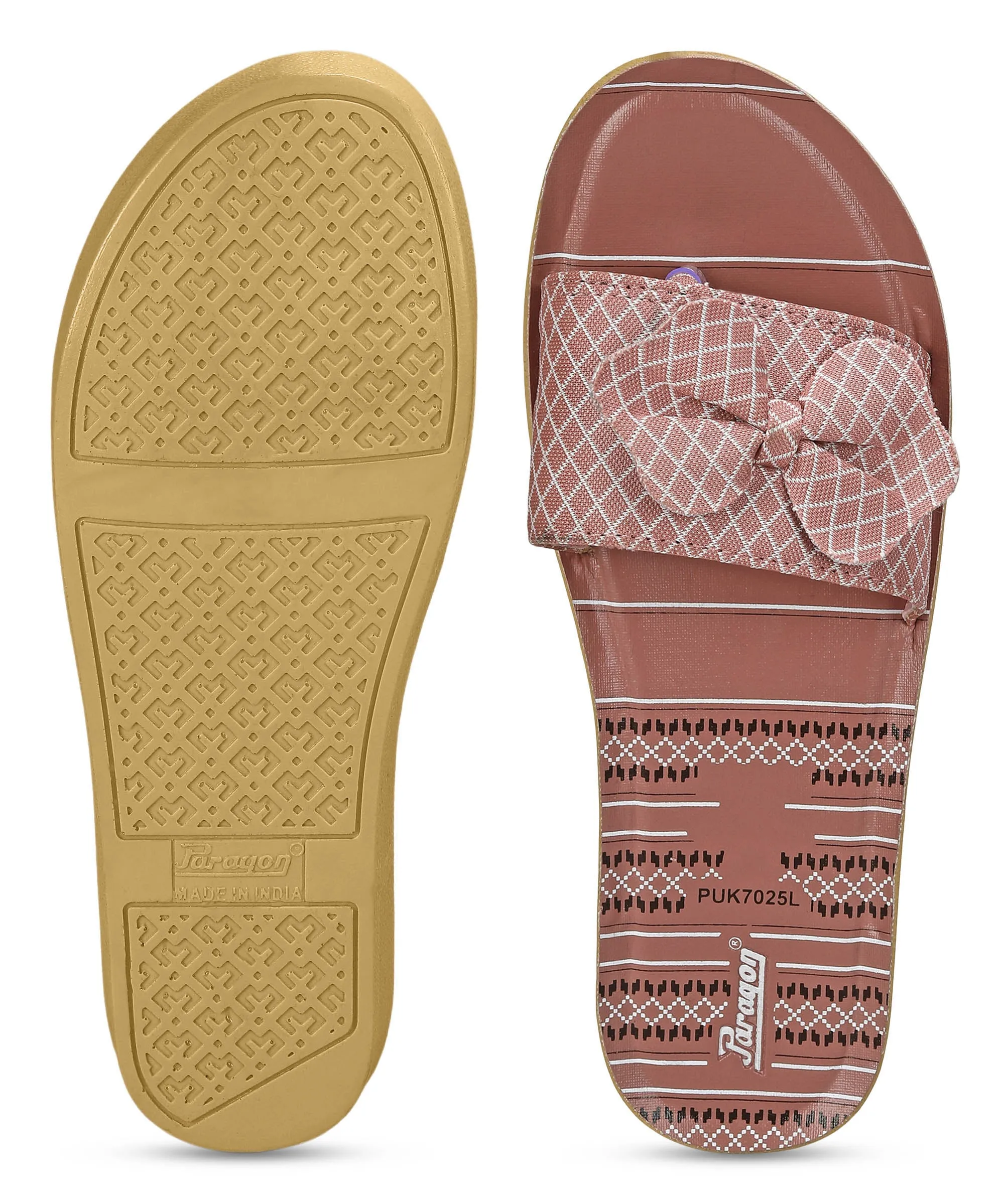 Flip Flop Wedge Paragon PUK7025L Womens Pink-Grey Sliders with Cushioned Sole for Everyday Use