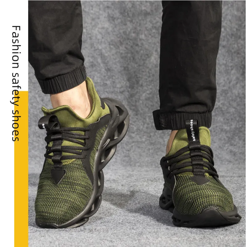 Fiberglass Work Boots Safety Work Shoes for Men Steel Toe Lightweight Breathable Work Slip Resistant for Worker Protective Sneakers