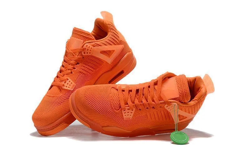 Nike Air Jordan 4 Flyknit 'Total Orange' Basketball Men !!! CYBER MONDAY SALE !!! Asics Shoes On Feet