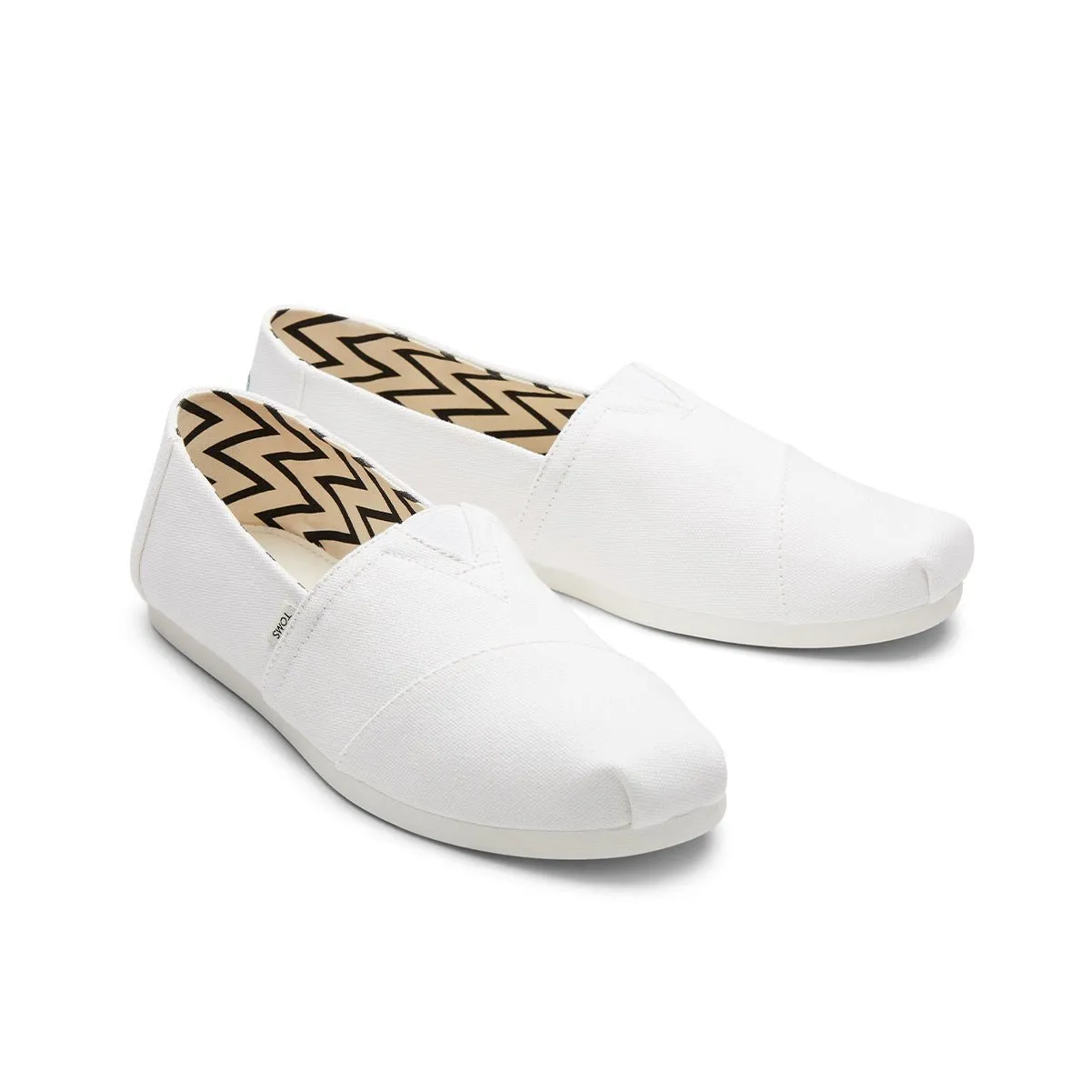 TOMS Sneaker Alpargata Women - White Recycled Cotton Canvas Best Slip On Work Shoe