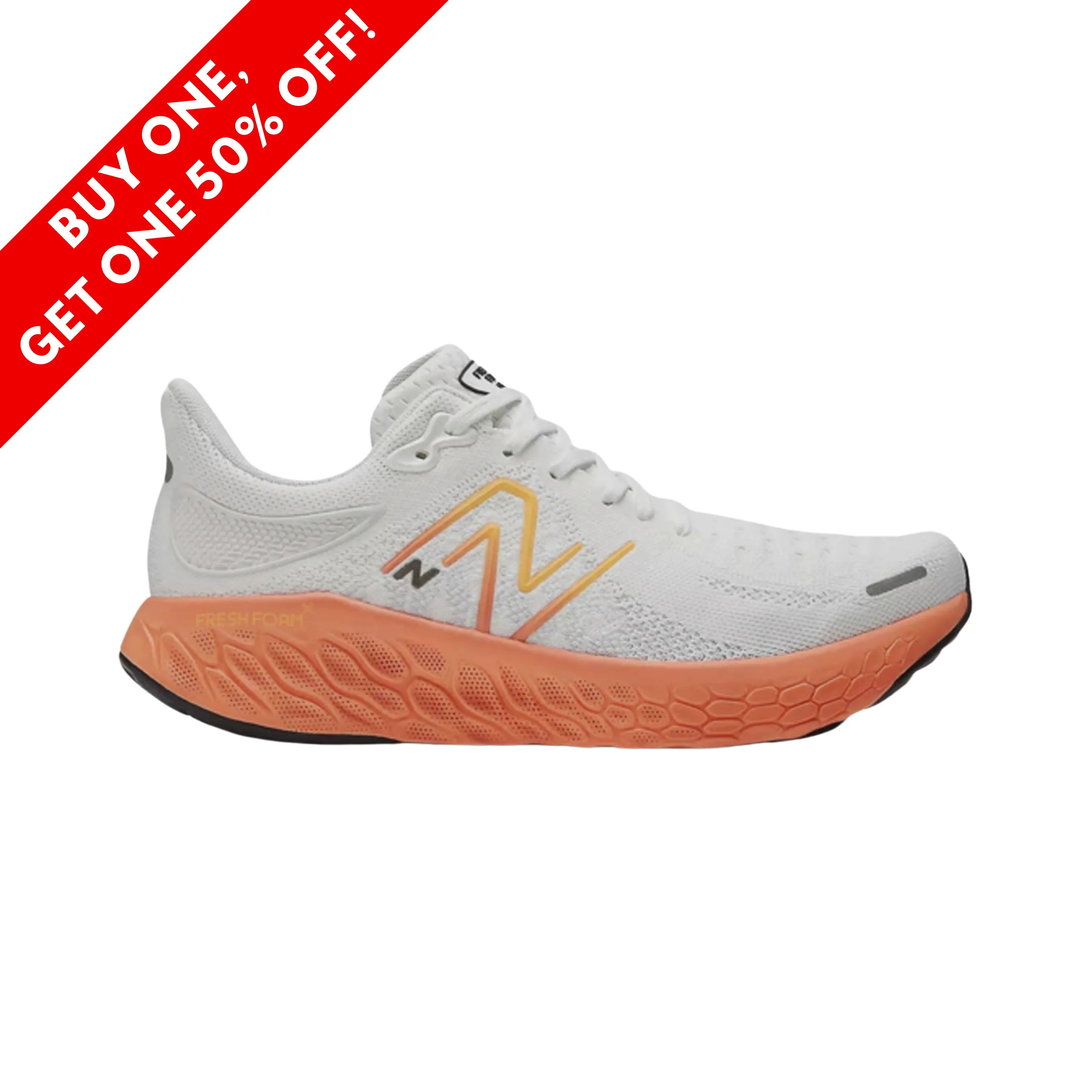 Womens Black New Balance Fresh Foam x 1080v12 - White with Orange (D)