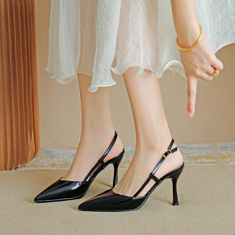Burberry Sandals Pointed Toe High Heeled Sandals Patent Leather Women's Shoes