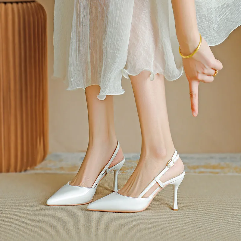 Pointed Toe High Heeled Sandals Patent Leather Women's Shoes Sandals On Heel