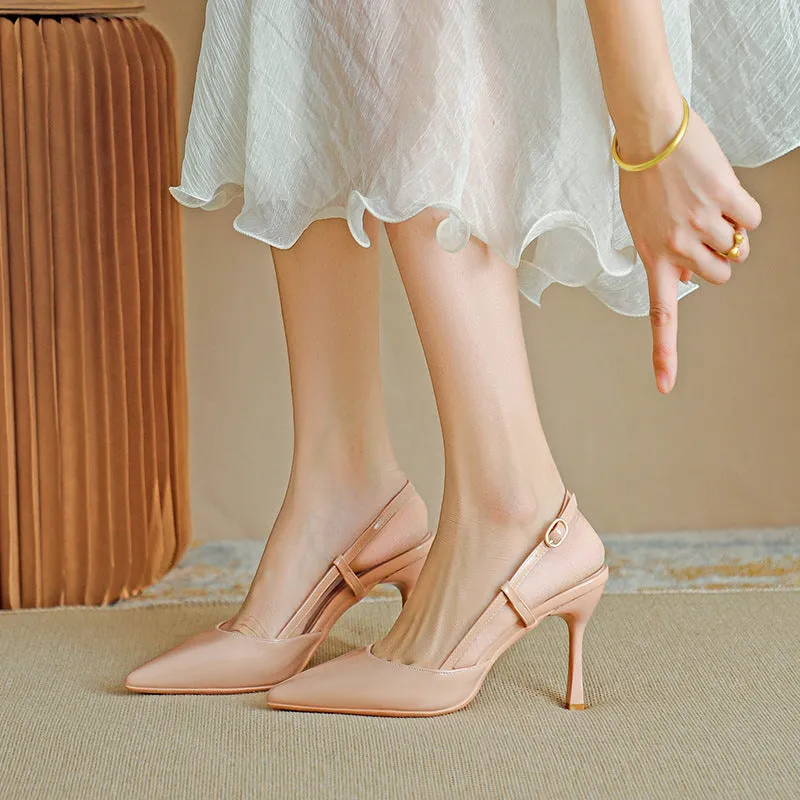 Pointed Toe High Heeled Sandals Patent Leather Women's Shoes Freef Sandals