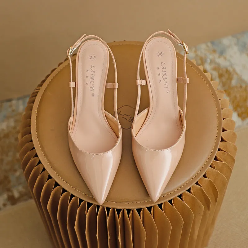 Most Comfortable Sandals For Walking Pointed Toe High Heeled Sandals Patent Leather Women's Shoes
