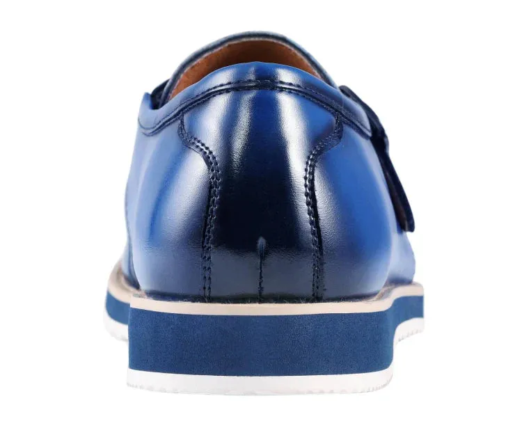 Royal Blue Men's Casual Shoes Patent Leather Single Monk Strap Style-Skyler Run Sneakers