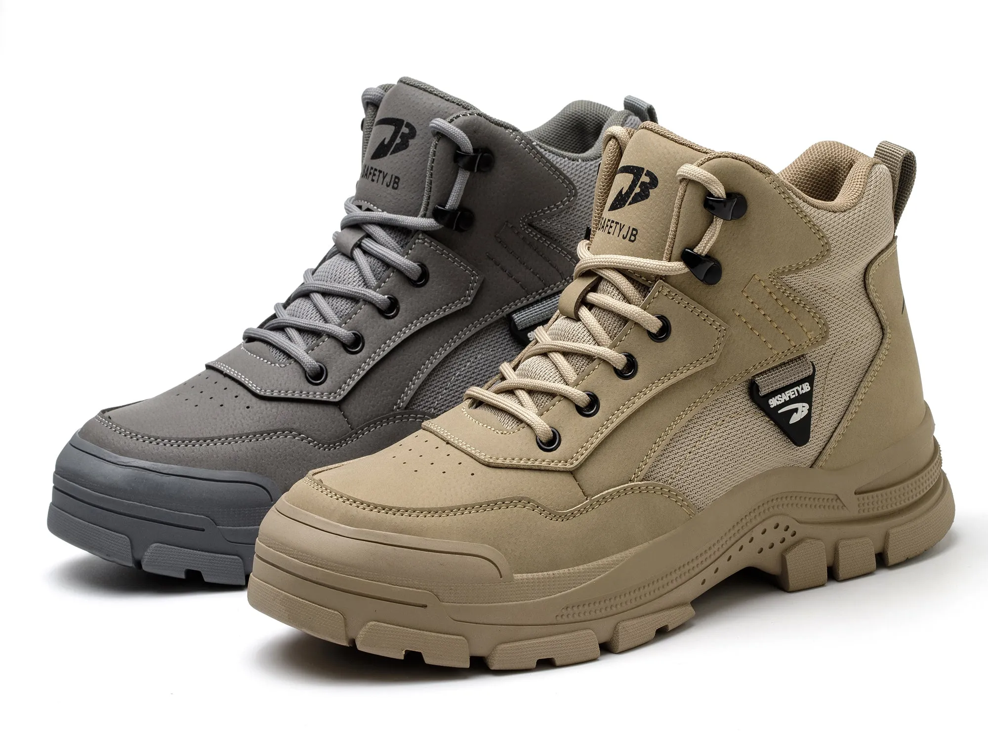 8 Inch High Work Boots Work Boots for Men Water Resistant Steel Toe Non-Slip Rubber Leather Shoes