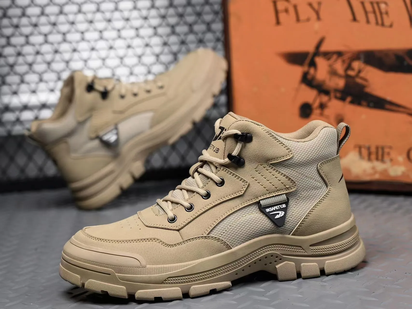 Academy Sports And Outdoors Work Boots Work Boots for Men Water Resistant Steel Toe Non-Slip Rubber Leather Shoes