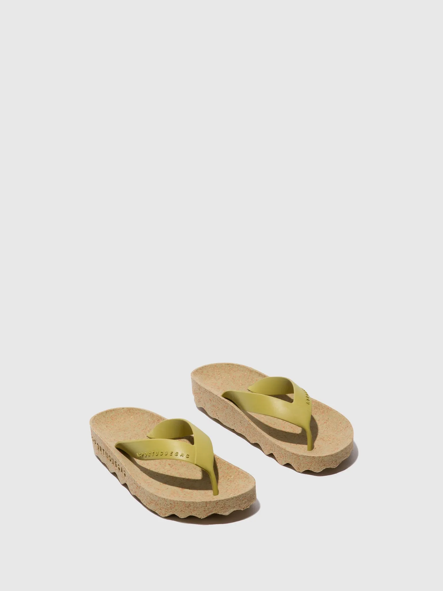 Flip Flops With Sponge Platform Flip-Flops FEEL Military & Mlt. Gold strap