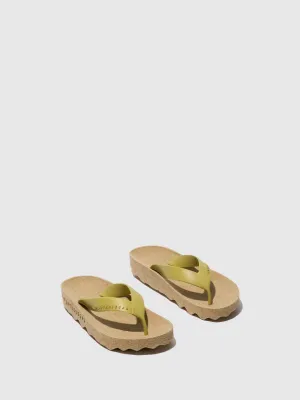 Mk Flip Flops Platform Flip-Flops FEEL Military & Mlt. Gold strap