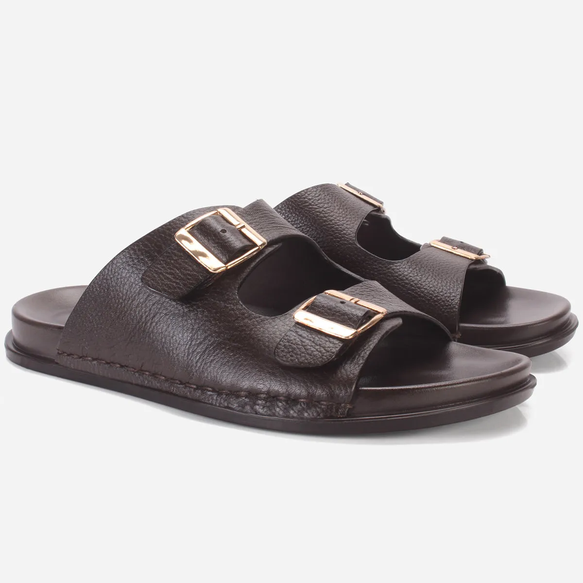 Mens "DUTCH" Leather Slide In Summer Slippers Frette Slippers