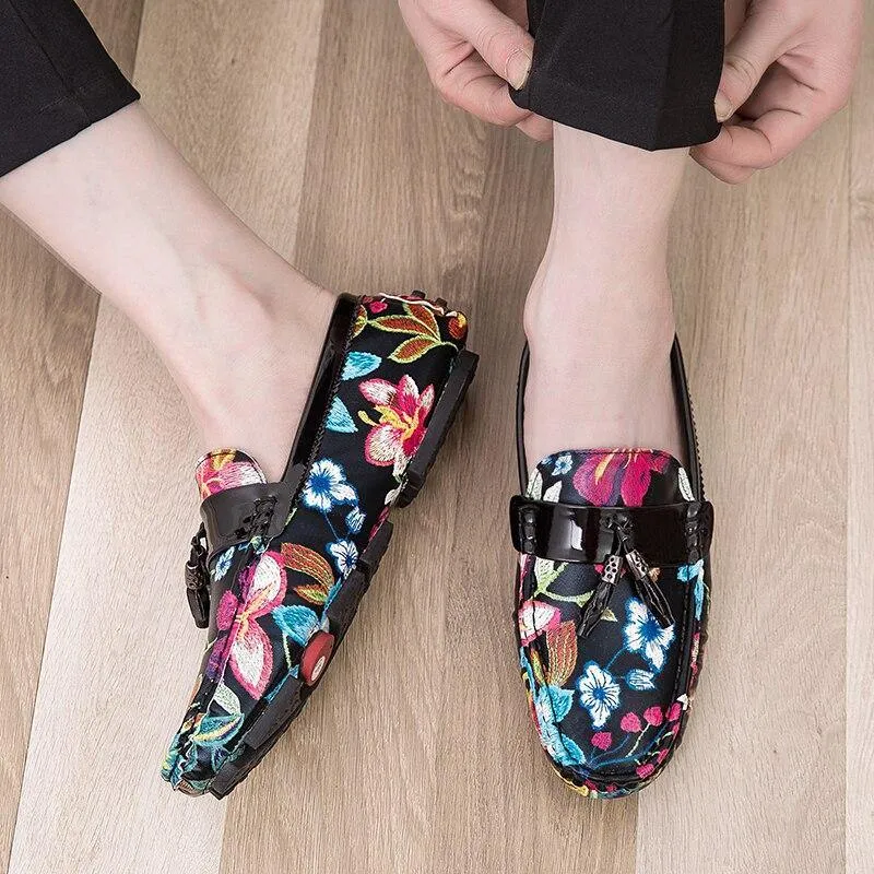 Men's Casual Flower Design Loafers School Loafers