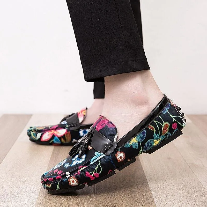 Men's Casual Flower Design Loafers Slip-on Loafers Casual