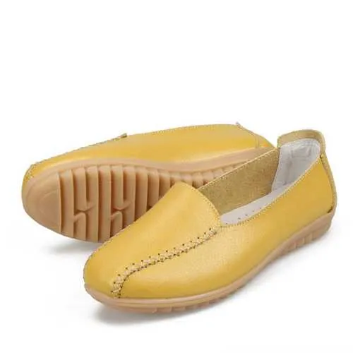 Women Loafers Shoes Casual Outdoor Slip On Leather Flats Loafers Vs Drivers
