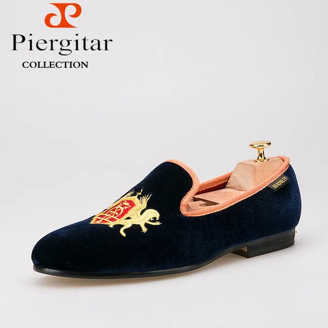 Refinement Embroidery Navy Upper Gold Outsole Velvet Shoes Loafers Macy's