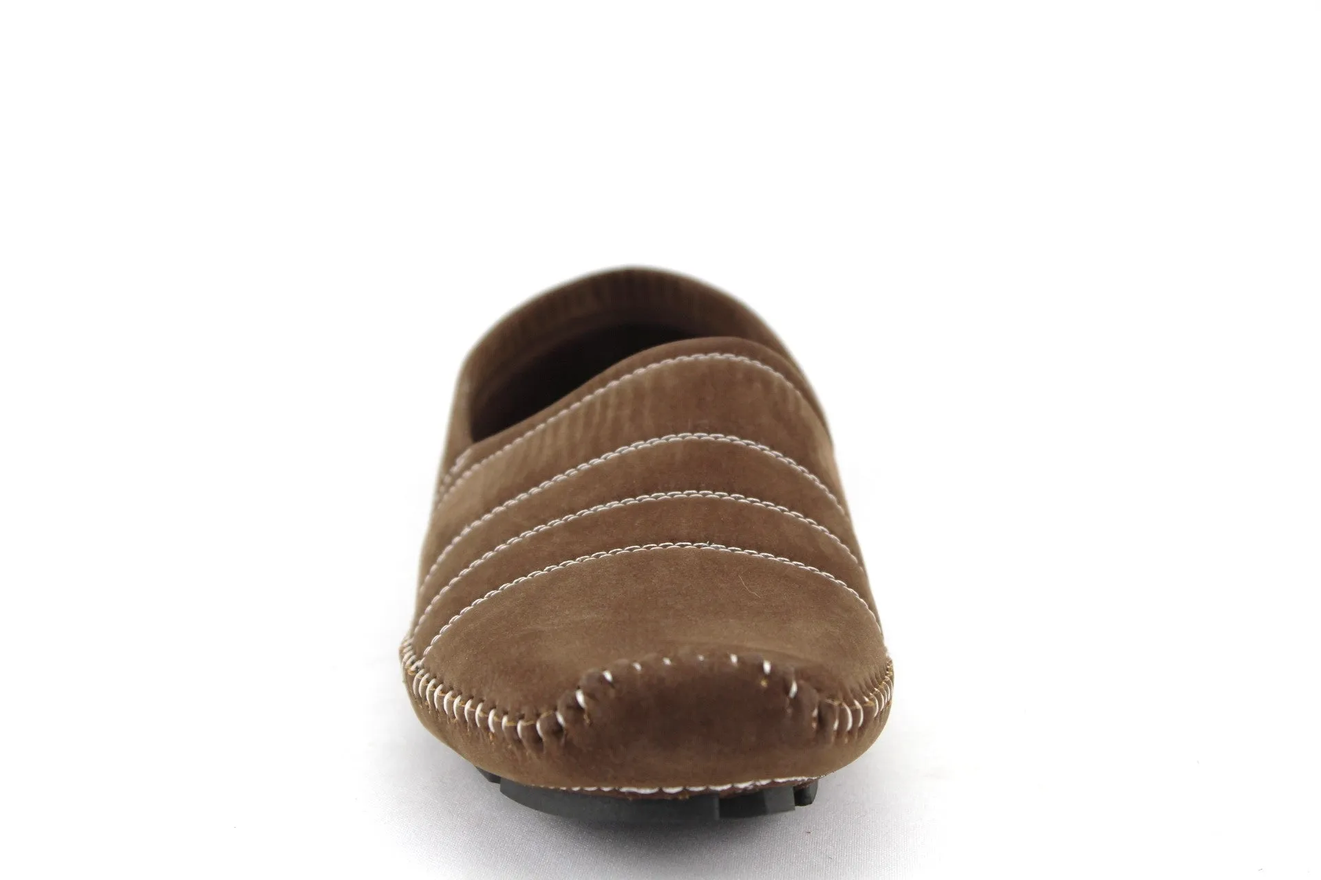 Men's M4010-6 Moccasin Suede Contrast Stitch Loafer Shoes Cow Skin Slippers