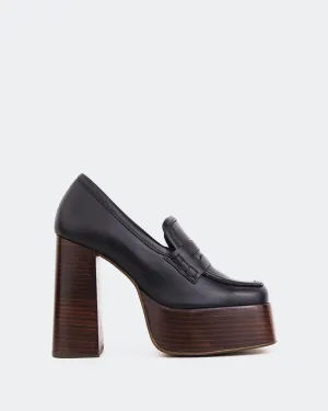 Cyrus Black Leather Comfortable Chunky Loafers