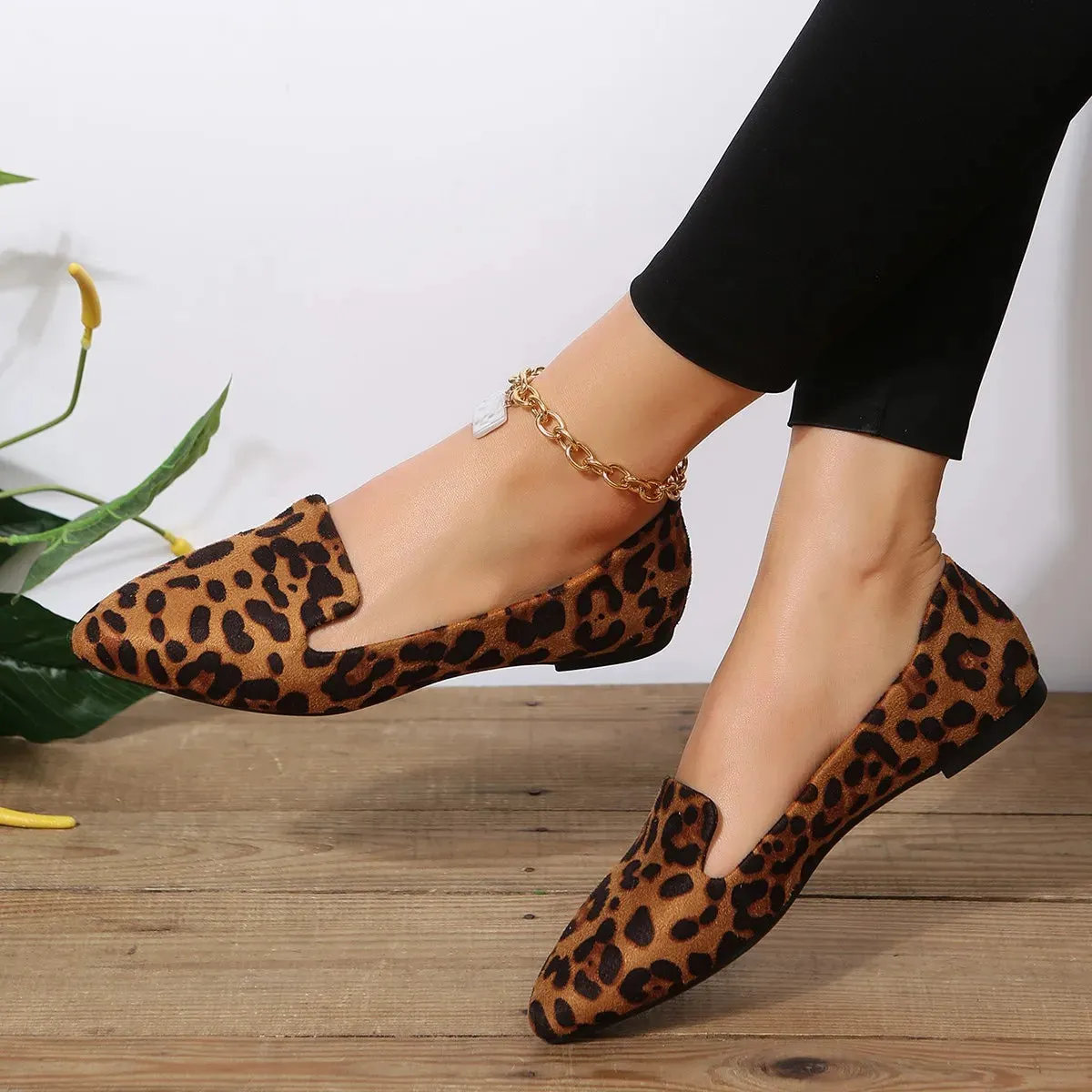 Loafers Children Party Loafers Flats Leopard Pointed Toe Casual Women Shoes Comfortable Walking