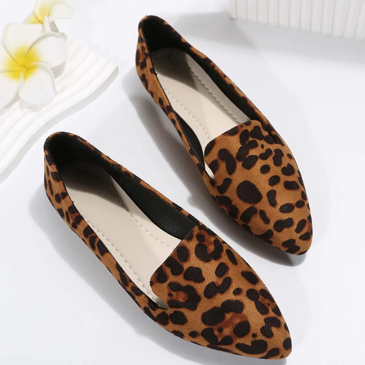 Bass Venetian Loafers Loafers Flats Leopard Pointed Toe Casual Women Shoes Comfortable Walking