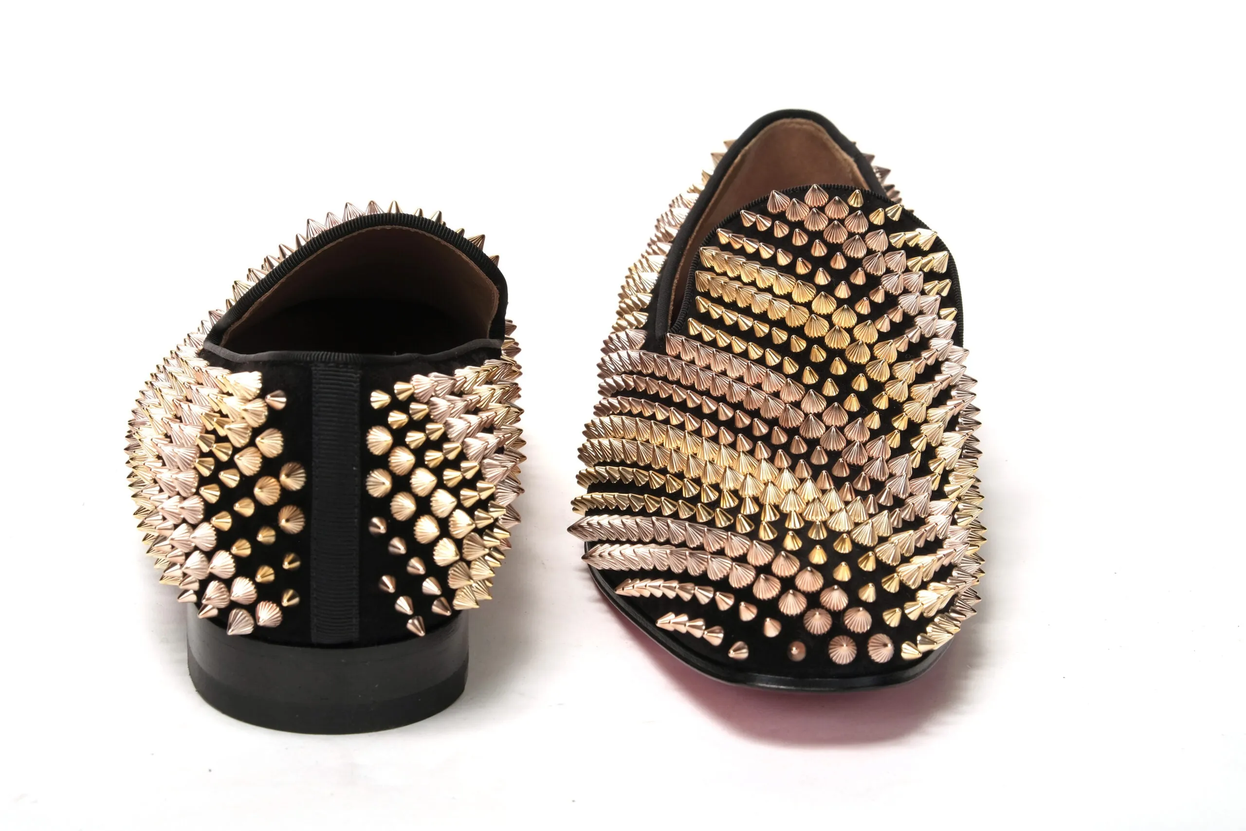 Wedge Loafers Christian Louboutin Black Multi/ Metal Galvalion Flat Veau Shoes