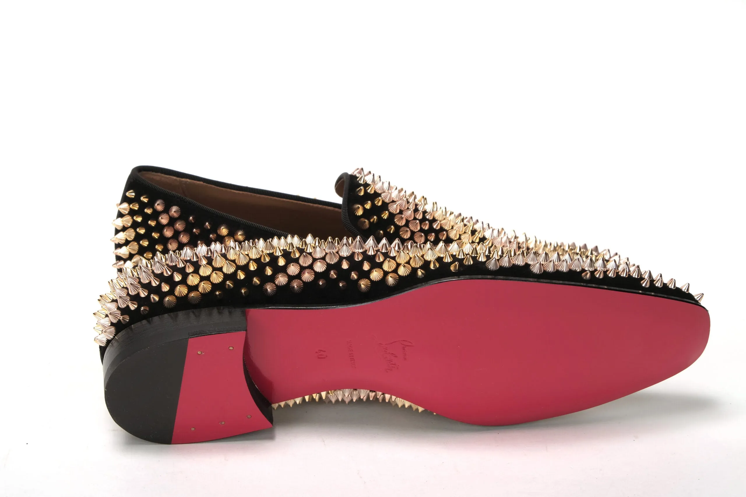 Loafers With Thick Soles Christian Louboutin Black Multi/ Metal Galvalion Flat Veau Shoes