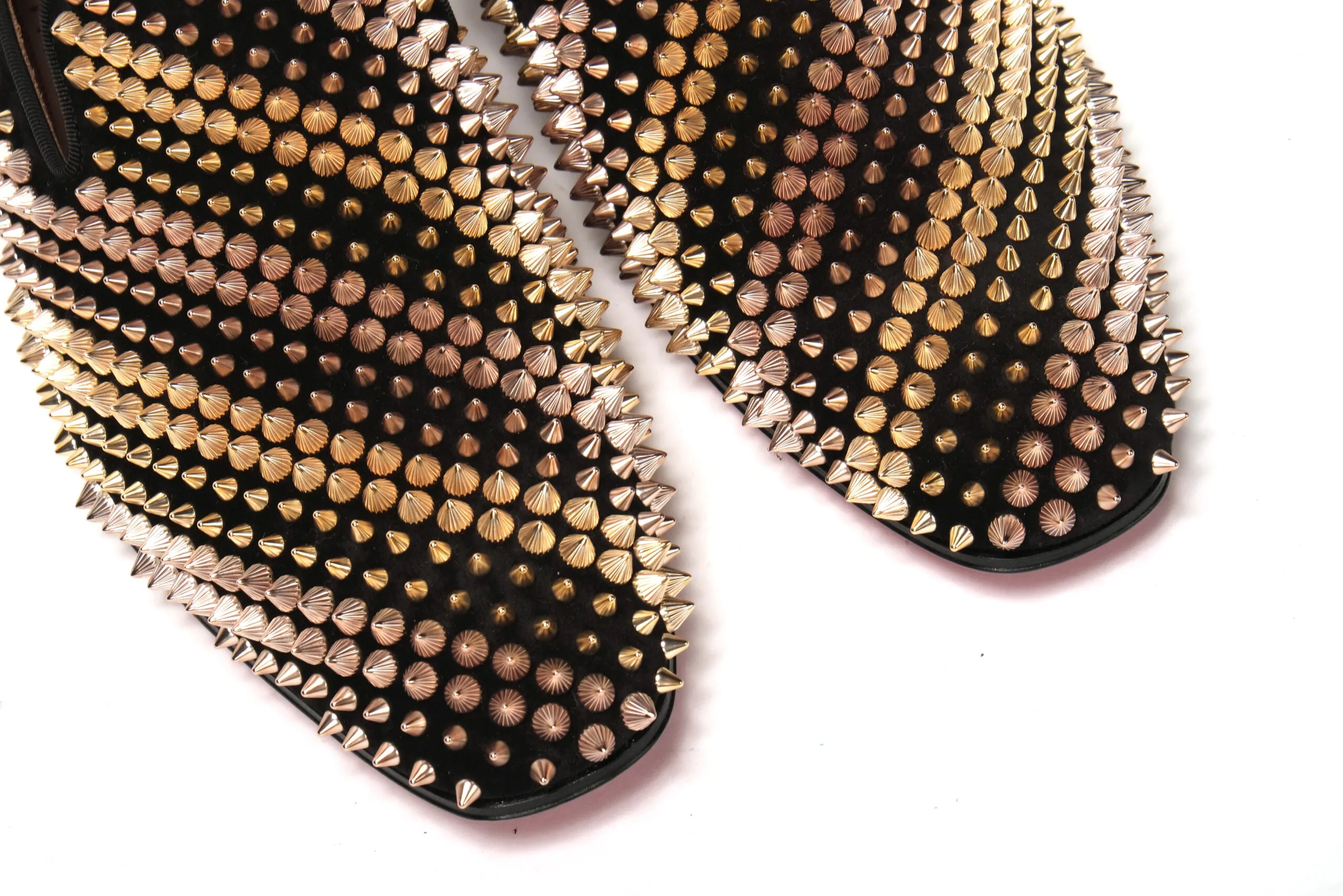 Christian Louboutin Black Multi/ Metal Galvalion Flat Veau Shoes Hardy Loafers