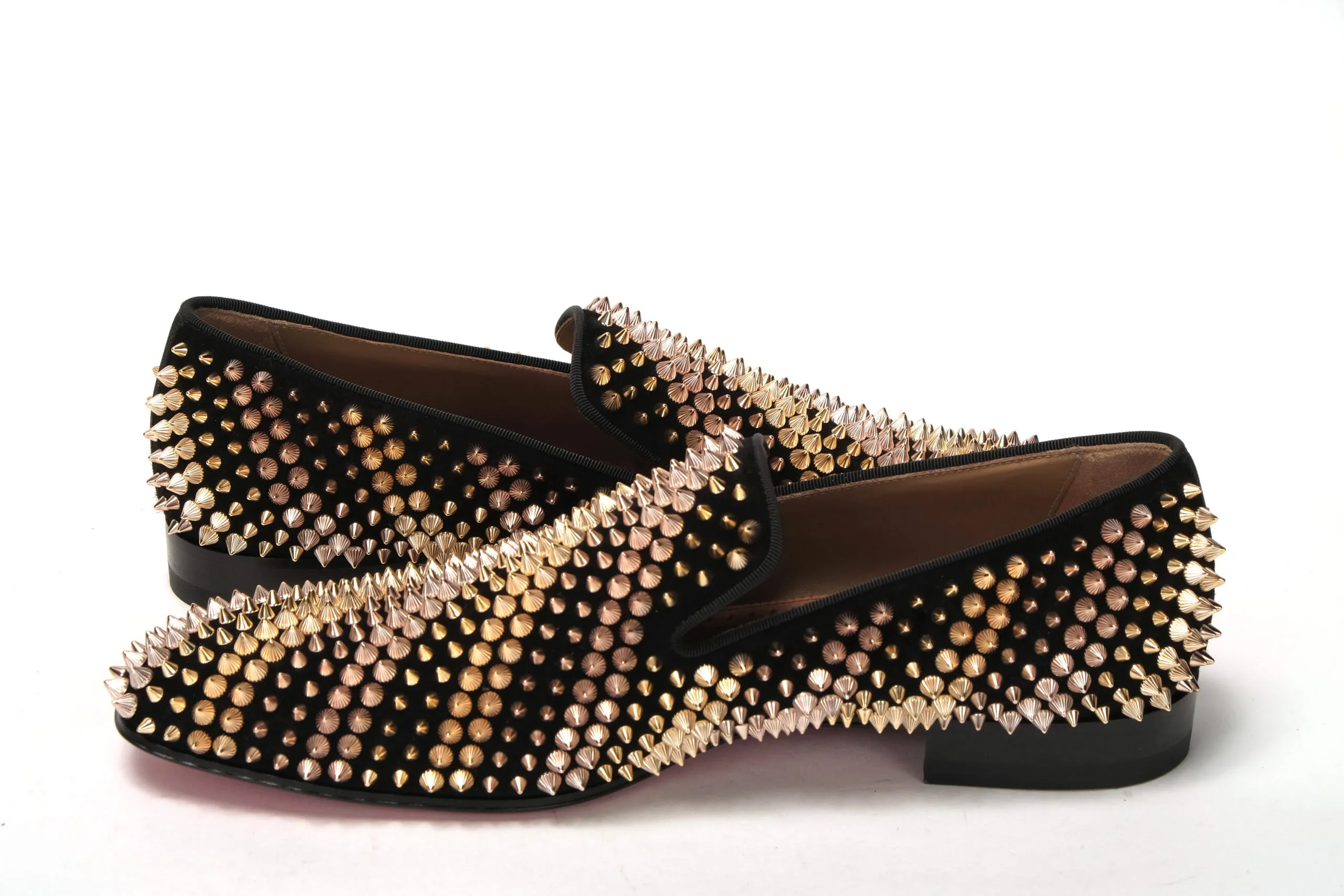 Cheetah Print Loafers Christian Louboutin Black Multi/ Metal Galvalion Flat Veau Shoes