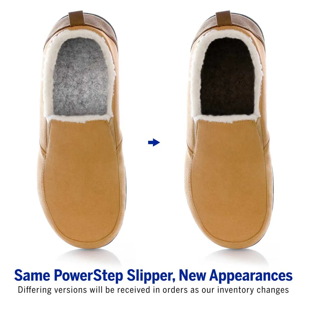 PowerStep Men's Twin-Gore Slippers | Plantar Fasciitis Arch Support Orthotic House Shoe Dusting Slippers