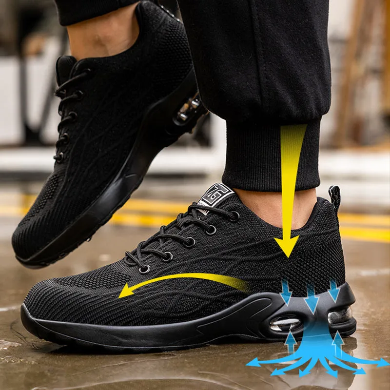 Steel Toe Shoes for Men Wide Comfortable Indestructible Safety Sneakers Lightweight Non Slip Work Utility Work Boots Composite