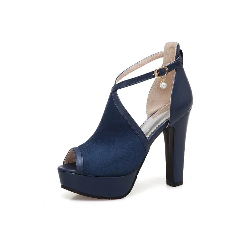 Sandals With Good Arch Support Women's Peep Toe Cutout Ankle Strap Chunky Heel Platform Sandals