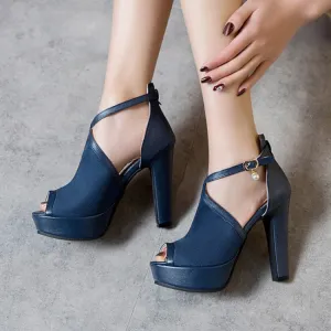 Baby Sandals Supportive Straps Women's Peep Toe Cutout Ankle Strap Chunky Heel Platform Sandals