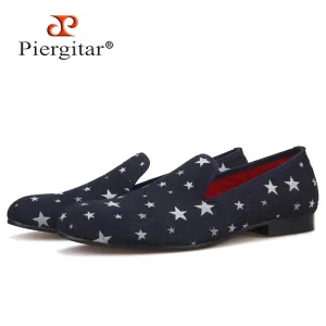 Star printed navy blue color men loafers Slacks And Loafers