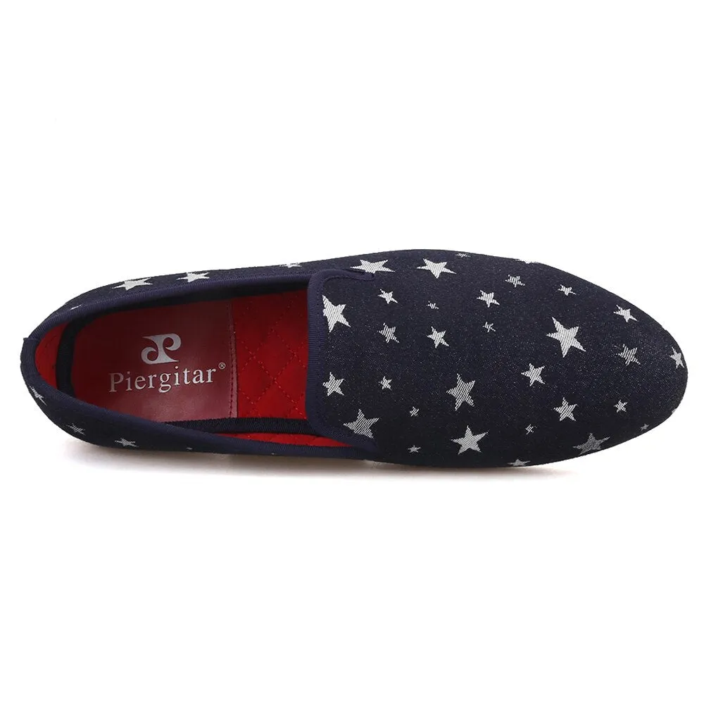 Business Casual With Loafers Star printed navy blue color men loafers